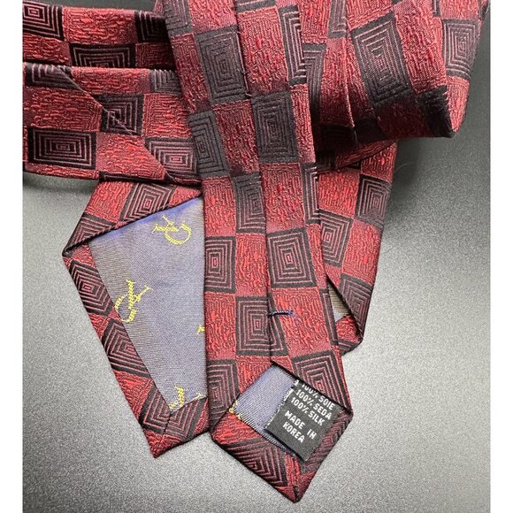 Valerio Garati Men Tie 100% Silk Hand Made Red Black - Picture 5 of 5